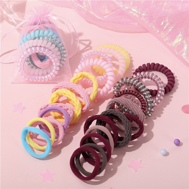 Haar Elastiek Set - Geel/Roze | 12 stuks | Fashion Favorite