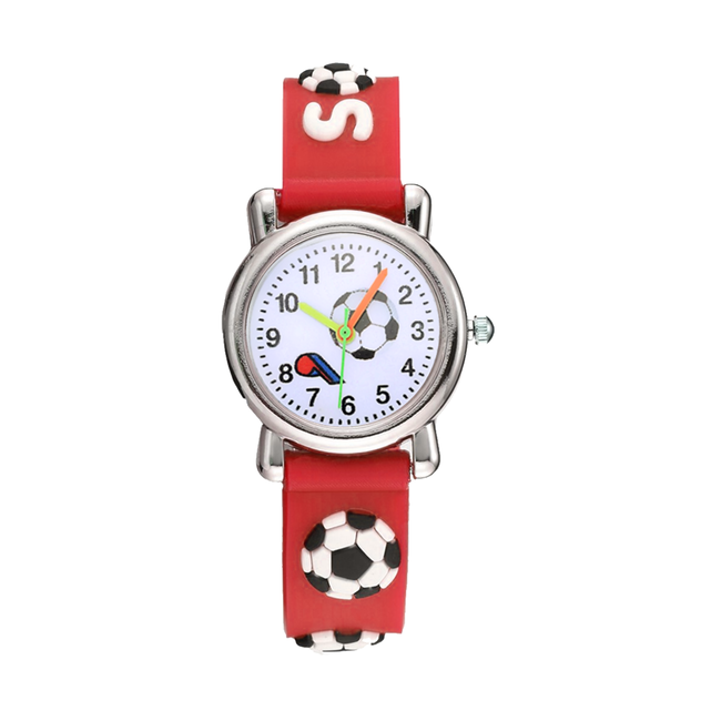 Fashion Favorite Kinder Horloge | 3D Voetbal / Soccer Rood | Siliconen