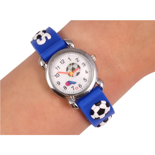 Kinder Horloge | 3D Voetbal / Soccer Zwart | Siliconen