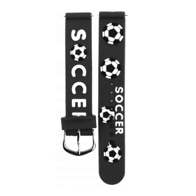 Kinder Horloge | 3D Voetbal / Soccer Zwart | Siliconen