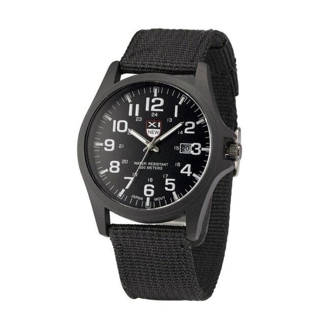 Fashion Favorite New Military Horloge | Zwart | Nylon