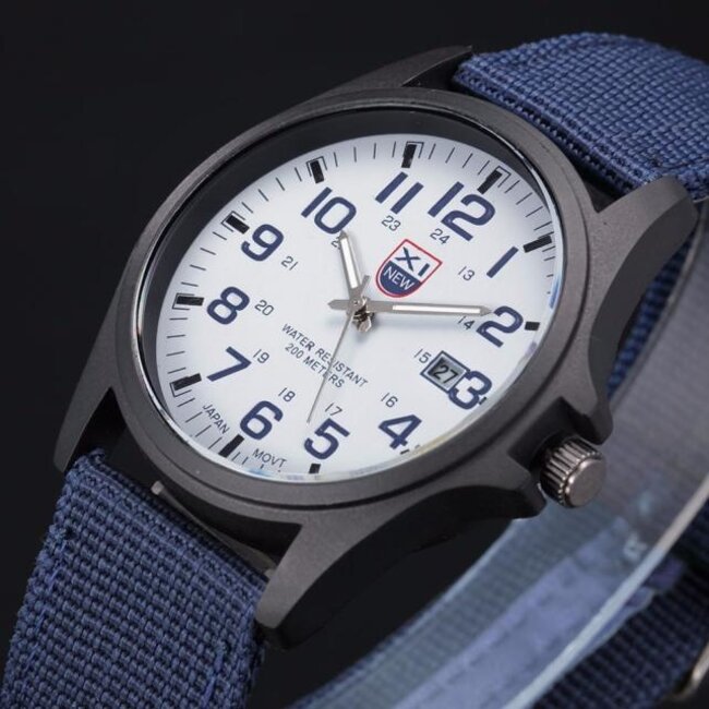 New Military Horloge | Blauw | Nylon