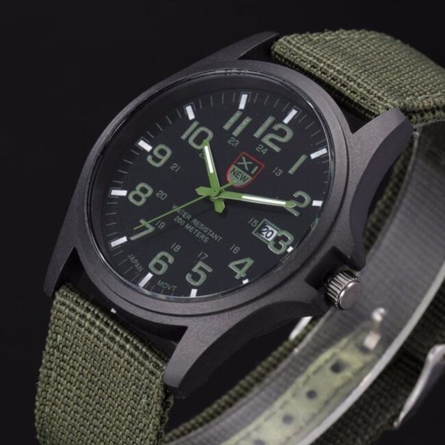 New Military Horloge | Groen | Nylon