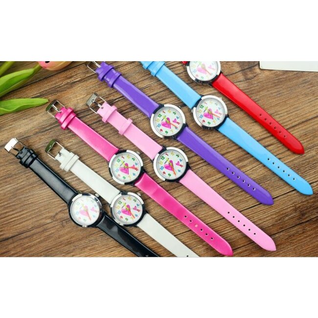 Kinder Horloge | Hartje Lichtroze | Kunstleer