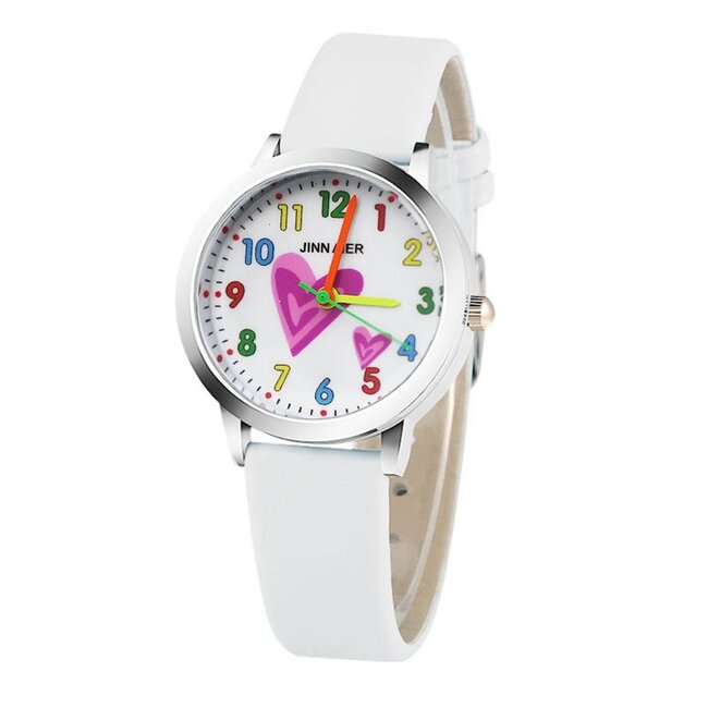 Fashion Favorite Kinder Horloge | Hartje Wit | Kunstleer