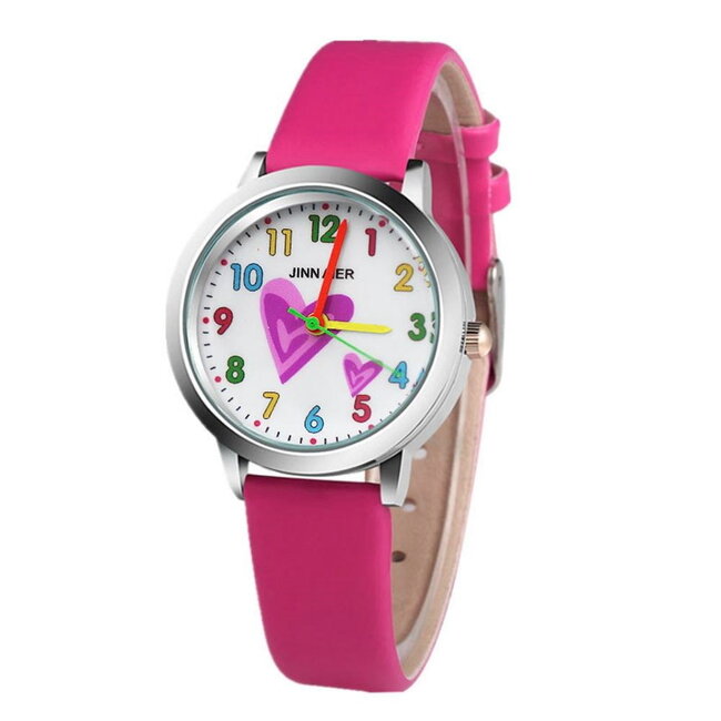 Fashion Favorite Kinder Horloge | Hartje Roze | Kunstleer