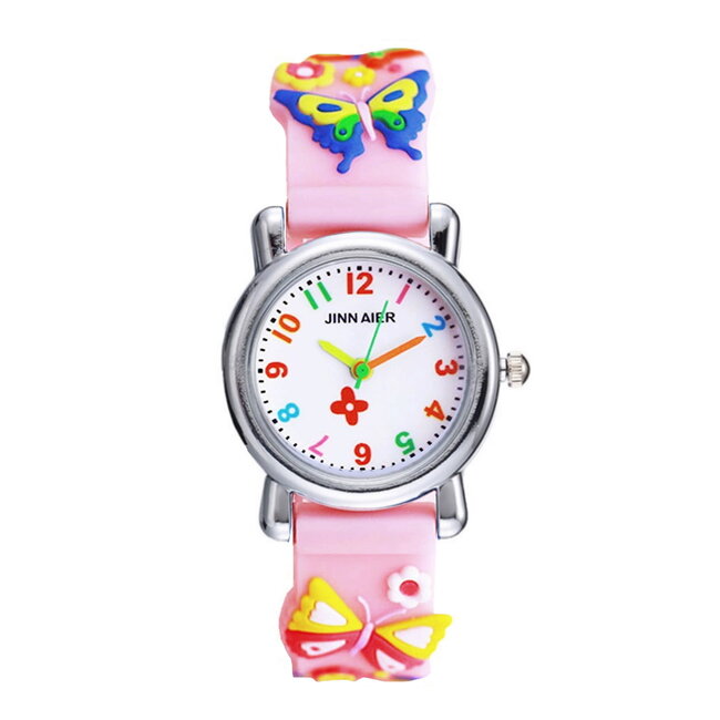 Fashion Favorite Kinder Horloge | 3D Vlinder Roze | Siliconen