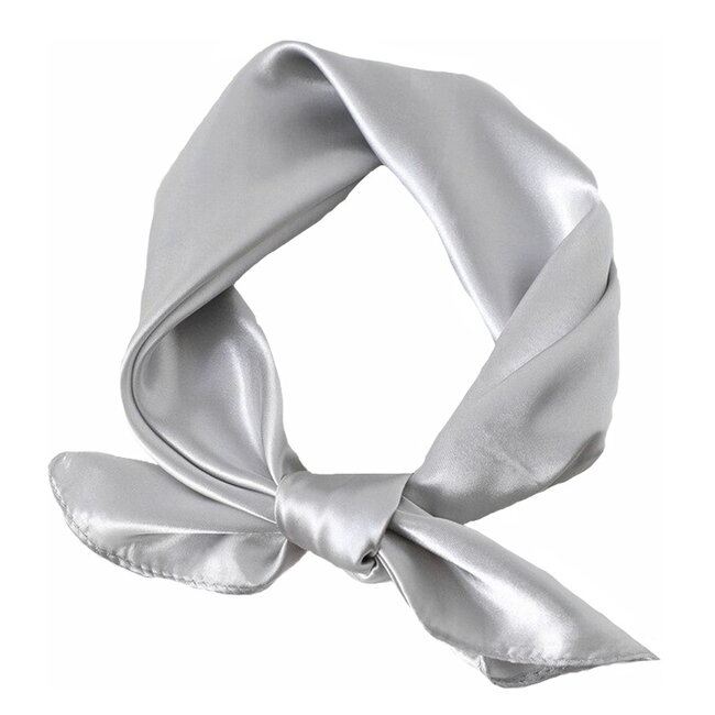 Fashion Favorite Satijnen Bandana / Zakdoek Zilver | Polyester - Satijnlook  | 60 x 60 cm