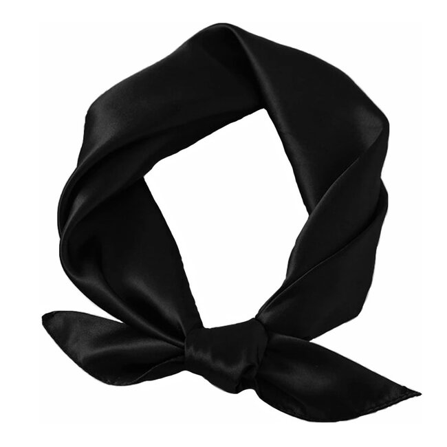 Fashion Favorite Satijnen Bandana / Zakdoek Zwart | Satijn | 60 x 60 cm