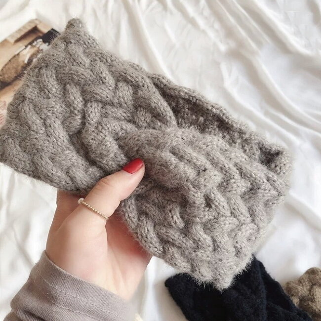 Gebreide Hoofdband / Haarband Grijs | Acryl / Polyester