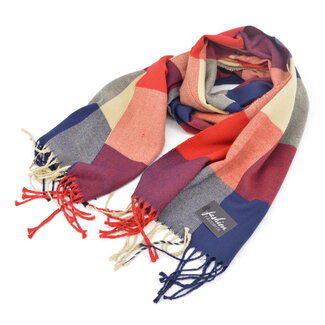 Fashion Favorite Ruit Sjaal - Rood/Blauw/Beige