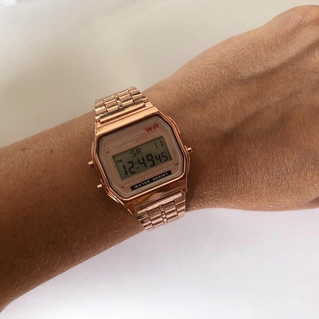 Digitaal Retro Horloge - Staal - Rosekleurig