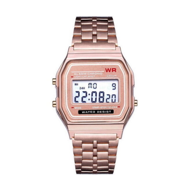 Fashion Favorite Digitaal Retro Horloge - Staal - Rosekleurig