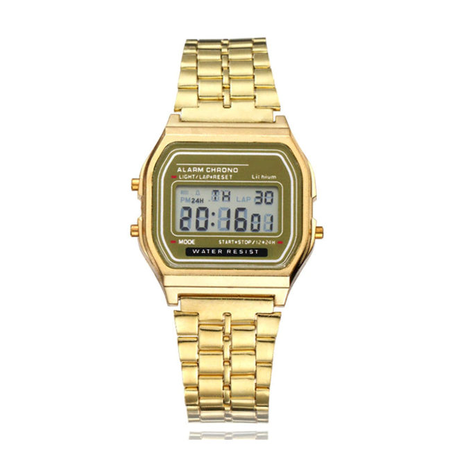 Fashion Favorite Digitaal Retro Horloge - Staal - Goudkleurig