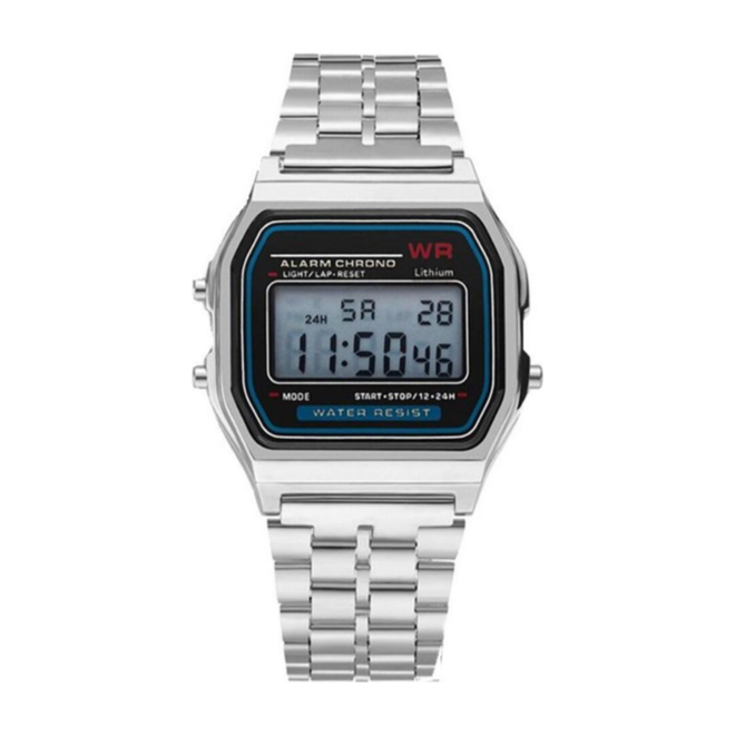 Digitaal Retro Horloge - Staal - Zilverkleurig