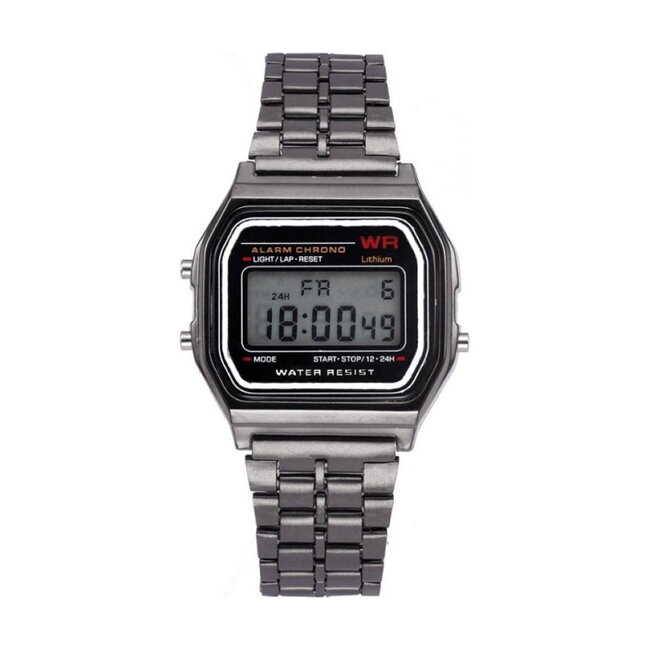 Fashion Favorite Digitaal Retro Horloge - Staal - Zwart