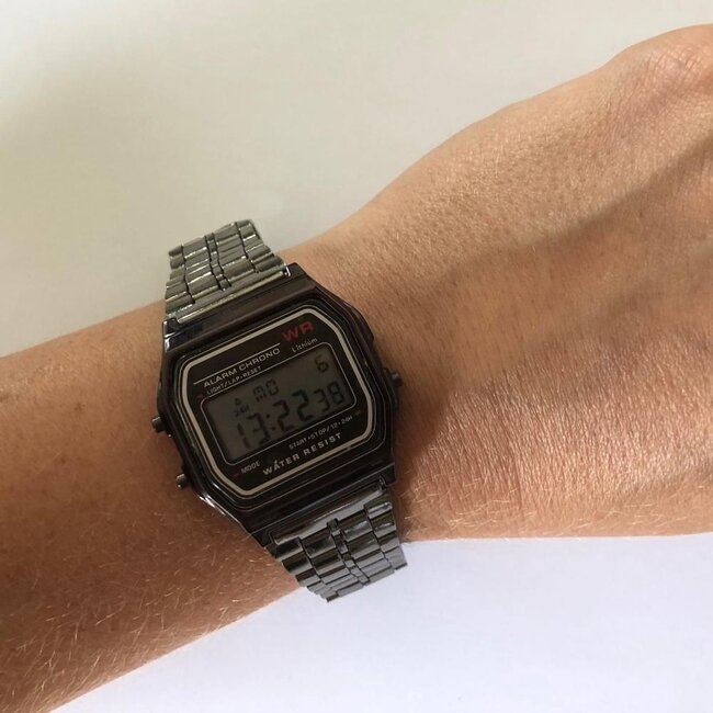 Digitaal Retro Horloge - Staal - Zwart
