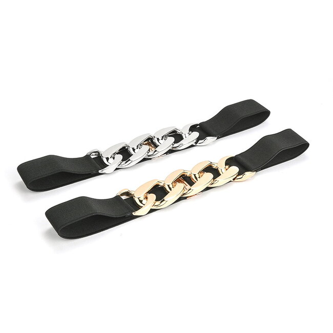 Elastische Riem | Schakel Zilver | Polyester / Elastaan | Fashion Favorite