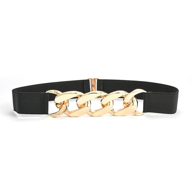 Fashion Favorite Elastische Riem | Schakel Goud | Polyester / Elastaan | Fashion Favorite