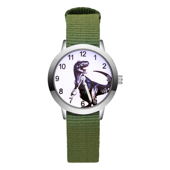 Dinosaurus Horloge - Groen | Nylon | Ø 30 mm