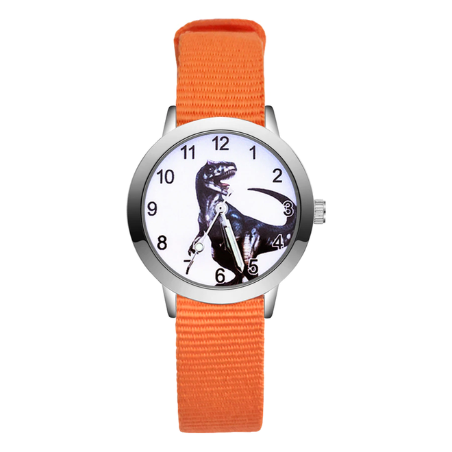 Dinosaurus Horloge - Oranje | Nylon | Ø 30 mm
