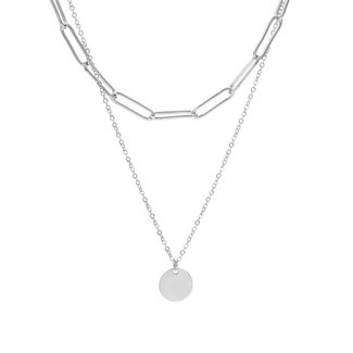 Fashion Favorite Schakel / Coin Ketting - Zilver