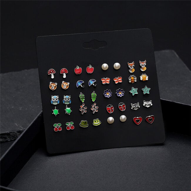 Stud Oorbellen | Multi | Bijoux | Set 20 Paar