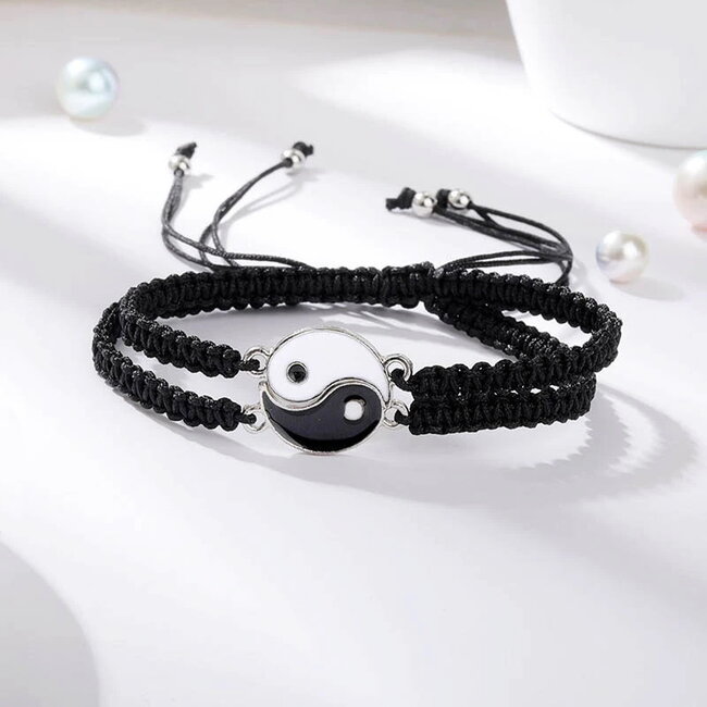 Best Friends - Yin Yang Armband | Zwart / Wit | Nylon