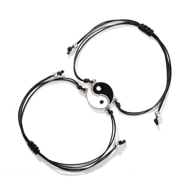 Best Friends - Yin Yang Armband | Zwart / Wit | Nylon