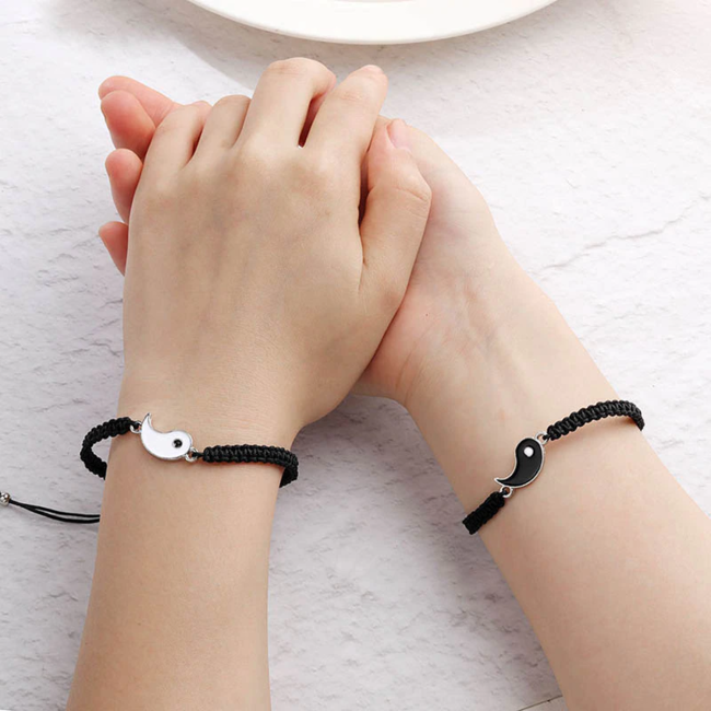 Best Friends - Yin Yang Armband | Zwart / Wit | Nylon