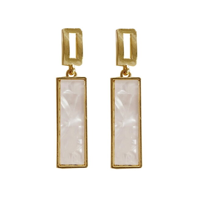 Fashion Favorite Oorbellen Marble Wit / Goud | Bijoux | Fashion Favorite