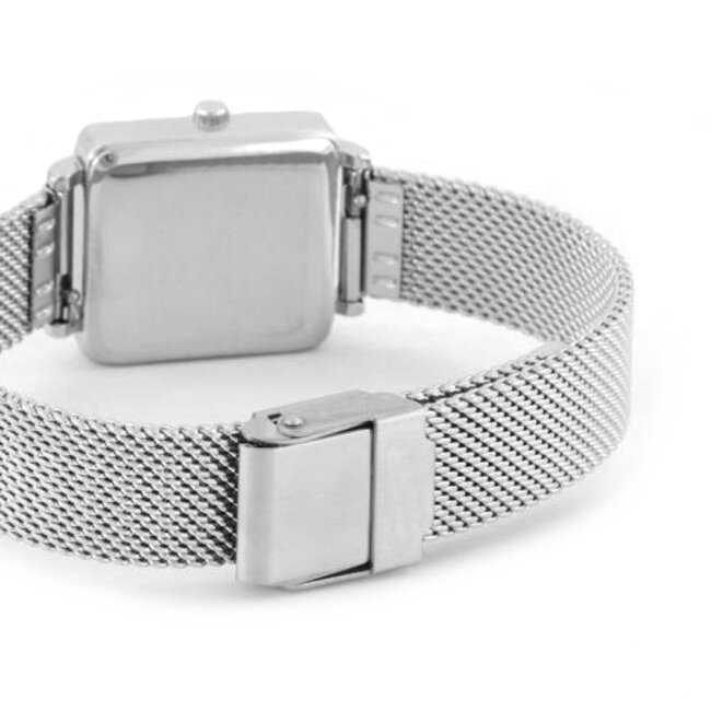 Adoree Silver / Black Mesh Horloge | Zilverkleurig | Mesh band