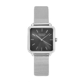 Favorite Fashion Adoree Silver / Black Mesh Horloge