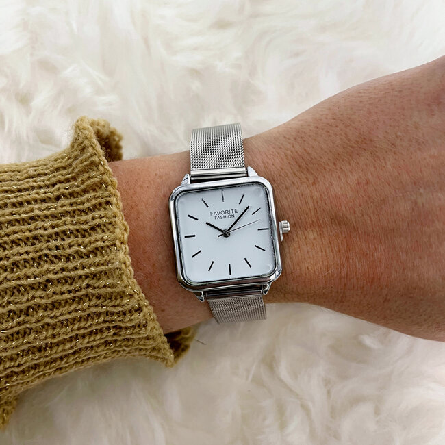 Adoree Silver / White Mesh Horloge | Zilverkleurig | Mesh band