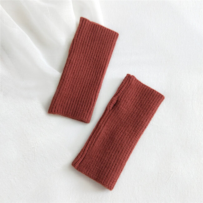 Ribgebreide Hand/Polswarmers - Roest | Polyacryl | One Size