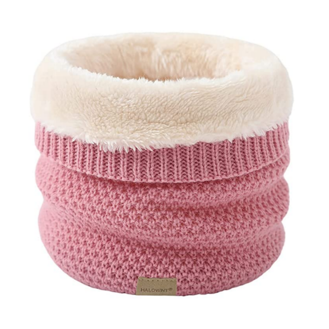 Colsjaal / Nekwarmer Roze | Gebreid - Teddy Voering
