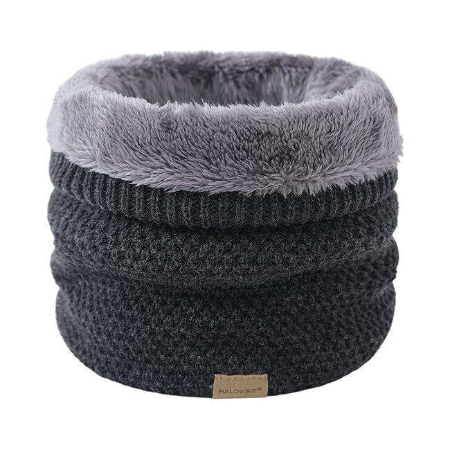 Colsjaal / Nekwarmer Antraciet | Gebreid - Teddy Voering