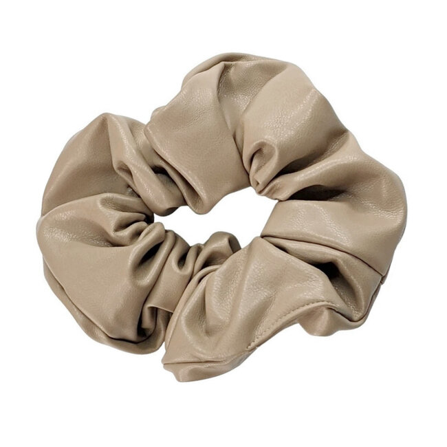 Fashion Favorite Haarelastiek / Scrunchie PU Leder | Beige | Haarwokkel | Fashion Favorite