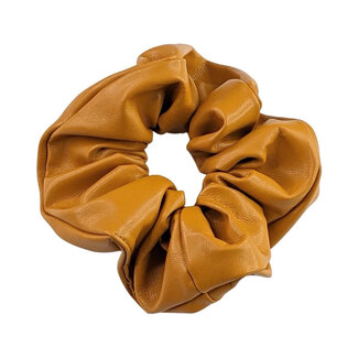 Fashion Favorite Haarelastiek / Scrunchie PU Leder - Okergeel