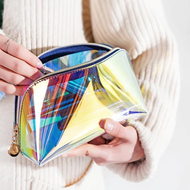 Make-Up / Toilettas - Holografisch / Regenboog | Thermoplastic PU | 18 x 8 x 9 cm