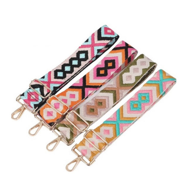 Bag Strap / Tas Riem | Bruin/Oudroze/Beige | Schouderriem - 130 cm