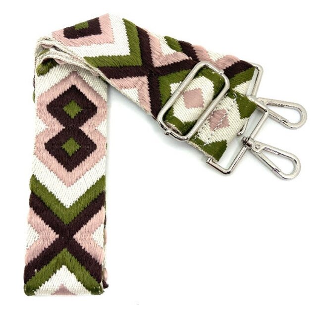 Bag Strap / Tas Riem | Olive/Bruin/Roze | Schouderriem - 130 cm
