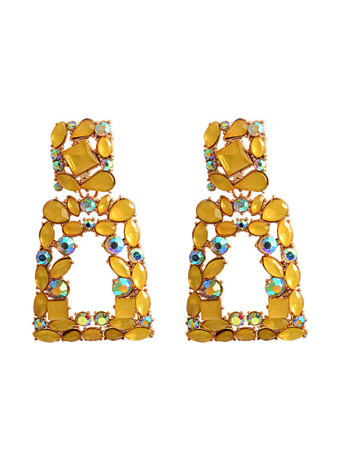 Capri Color Oorbellen - Geel | Oorhangers | 6,5 x 3,5 cm