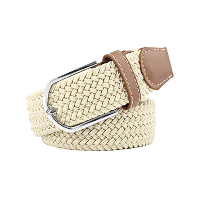 Fashion Favorite Gevlochten Riem - Beige |  95-105 cm Stretch | Canvas/Polyester | Fashion Favorite