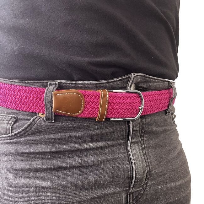 Gevlochten Riem - Roze | 95 - 105 cm Stretch | Canvas/Polyester | Fashion Favorite
