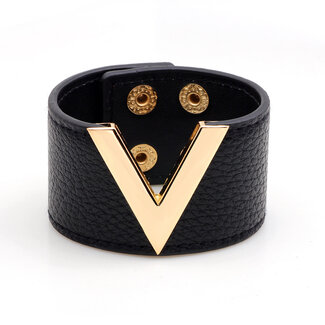 Fashion Favorite V-Armband | Zwart - Goud