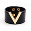 Fashion Favorite V-Armband | Zwart - Goud | Kunstleder | 21,5 x 4 cm