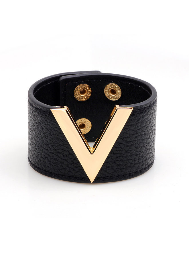 V-Armband | Zwart - Goud