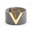 Fashion Favorite V-Armband | Grijs - Goud | Kunstleder | 21,5 x 4 cm