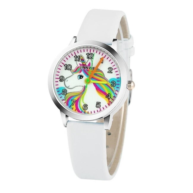 Kinder Horloge Unicorn Wit Kunstleer Fashion Favorite